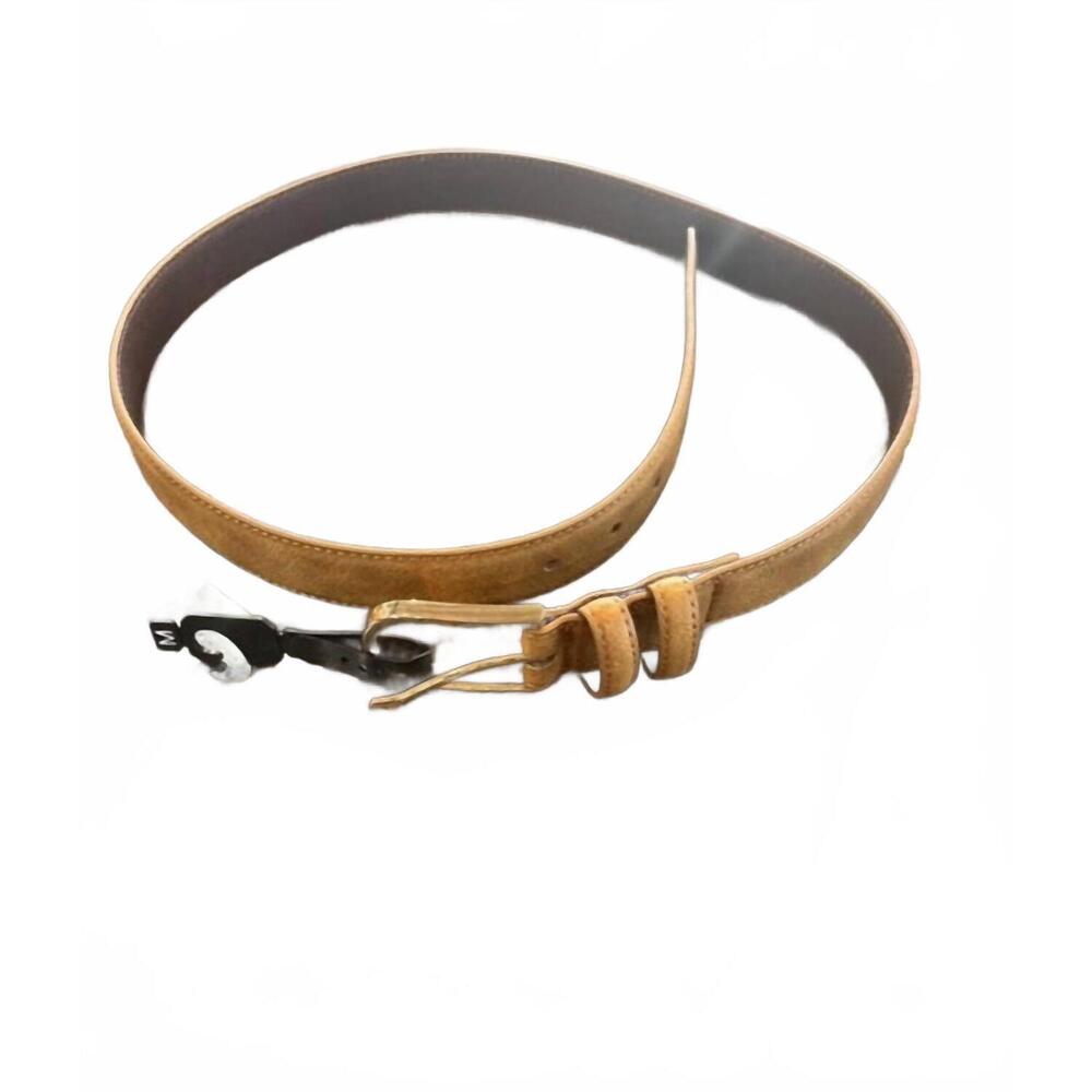 NEW BLANK women's genuine leather golden buckle belt in beautiful tan